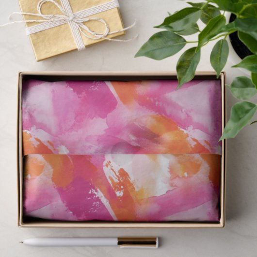 Waterverf Roze Sinaasappel Abstract Tissuepapier (Geschenk)