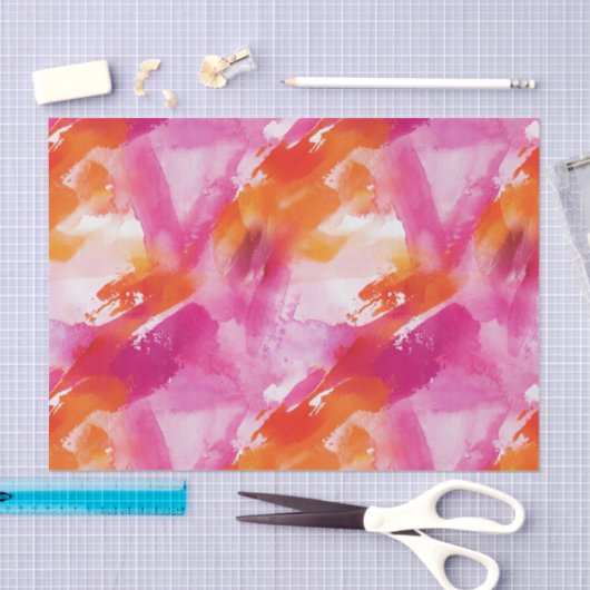 Waterverf Roze Sinaasappel Abstract Tissuepapier (Craft)