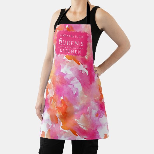 Waterverf Roze Sinaasappel Abstracte Keuken Schort (Insitu)
