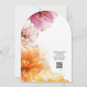 Waterverf Roze Sinaasappel Bloemen QR Code Huwelij Kaart (Achterkant)