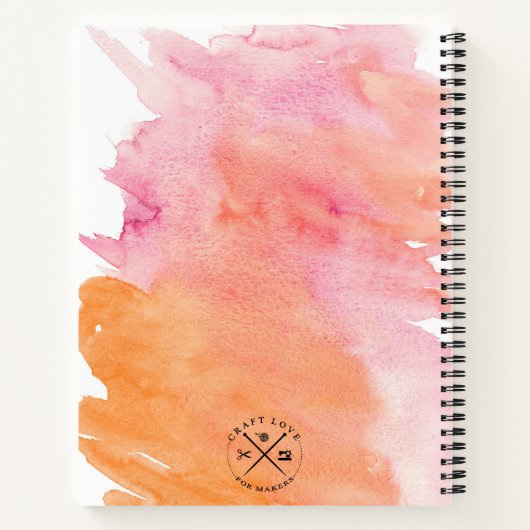 Waterverf roze Sinaasappel Notitieboek (Achterkant)