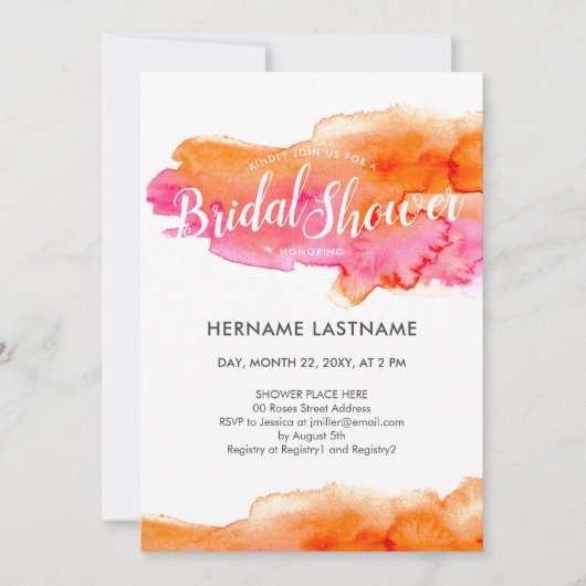 Waterverf Roze Sinaasappel QR Code Vrijgezellenfee Kaart (Voorkant)