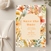 Waterverf Roze Sinaasappel Wildflowers Bruiloft Save The Date