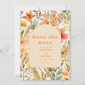 Waterverf Roze Sinaasappel Wildflowers Bruiloft Save The Date (Voorkant)