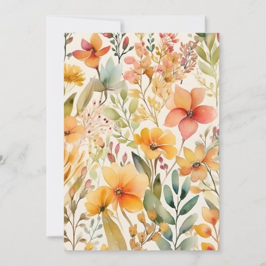 Waterverf Roze Sinaasappel Wildflowers Bruiloft Save The Date (Achterkant)