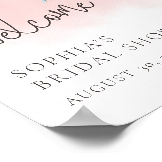 Waterverf Roze Sky Beach Welkom Poster (Hoek)