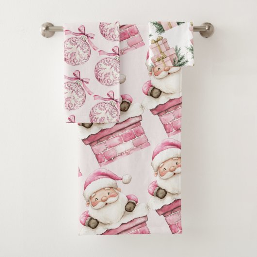 waterverf Roze Sneeuw 1e Verjaardag Kerst Bad Handdoek (Insitu)