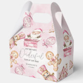 waterverf Roze Sneeuw 1e Verjaardag Kerst Bedankdoosjes (Voorkant)