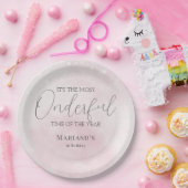 waterverf Roze Sneeuw 1e Verjaardag Kerst Papieren Bordje (Feest)