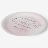 waterverf Roze Sneeuw 1e Verjaardag Kerst Papieren Bordje (Gekanteld)