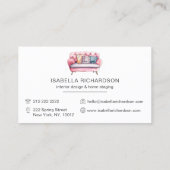 Waterverf Roze Sofa Interieur Design Home Staging Visitekaartje (Achterkant)