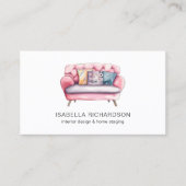 Waterverf Roze Sofa Interieur Design Home Staging Visitekaartje (Voorkant)