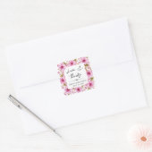 Waterverf Roze Spring Cherry Blossom Quinceanera Vierkante Sticker (Envelop)