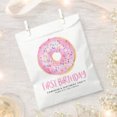 Waterverf Roze Sprinkle Donut Eerste Verjaardag Bedankzakje (Geknipt)