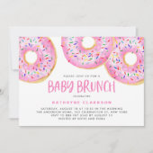Waterverf Roze Sprinkle Donuts Baby Brunch Kaart (Voorkant)