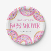 Waterverf Roze Sprinkle Donuts Baby shower Papieren Bordje (Voorkant)