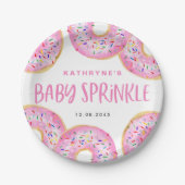 Waterverf Roze Sprinkle Donuts Baby Sprinkle Papieren Bordje (Voorkant)
