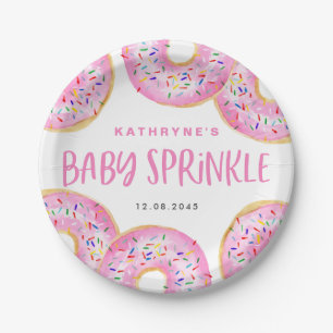 Waterverf Roze Sprinkle Donuts Baby Sprinkle Papieren Bordje