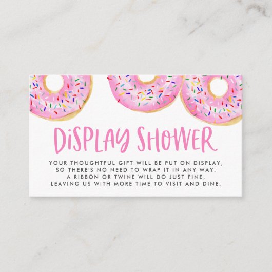Waterverf Roze Sprinkle Donuts Display Douche Informatiekaartje (Voorkant)
