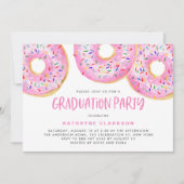 Waterverf Roze Sprinkle Donuts Graduation Party Kaart (Voorkant)