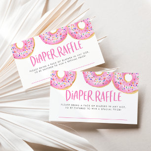 Waterverf Roze Sprinkle Donuts Luier Raffle Spel Informatiekaartje