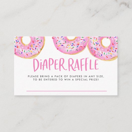 Waterverf Roze Sprinkle Donuts Luier Raffle Spel Informatiekaartje (Voorkant)