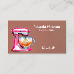 Waterverf Roze Stand Mixer Illustratie Bakken Visitekaartje