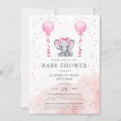 Waterverf Roze Stardust Elephant Baby shower Kaart (Voorkant)