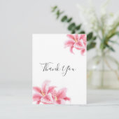 Waterverf Roze Stargazer Lilies Bedankkaart (Staand voorkant)