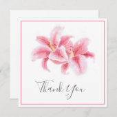 Waterverf Roze Stargazer Lilies Bedankkaart (Voorkant / Achterkant)