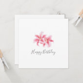 Waterverf Roze Stargazer Lilies Kaart (Voorkant / Achterkant in situ)