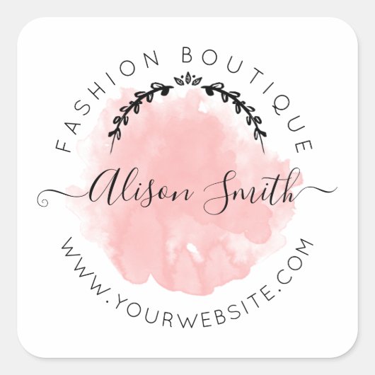 Waterverf Roze Sticker voor Boutique Store (Voorkant)