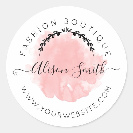 Waterverf Roze Sticker voor Boutique Store (Voorkant)