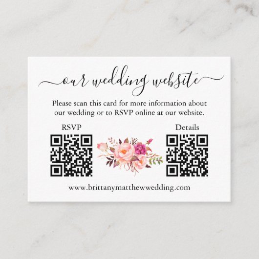 Waterverf Roze stomkop 2 QR RSVP - Gegevens Informatiekaartje (Voorkant)