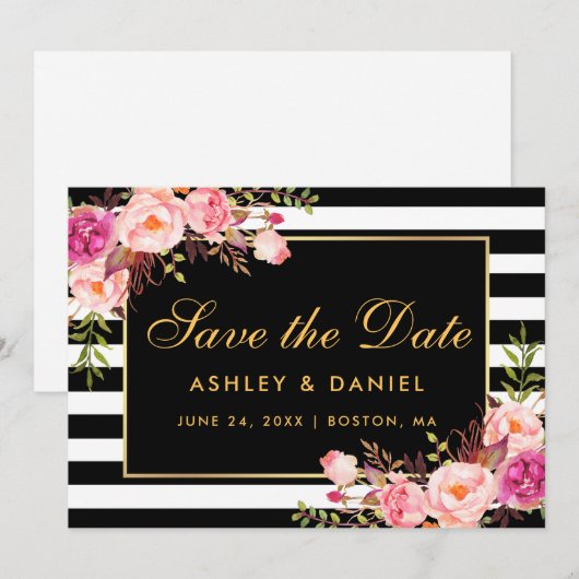 Waterverf Roze stomp Save The Date (Voorkant / Achterkant)