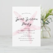 Waterverf roze strand lief zestien feest kaart (Staand voorkant)