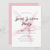 Waterverf roze strand lief zestien feest kaart (Voorkant / Achterkant)