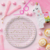 Waterverf roze streep en gouden polka dot papieren bordje (Feest)