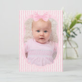 Waterverf Roze Strepen & Bogen Foto Feestdagenkaart (Staand voorkant)