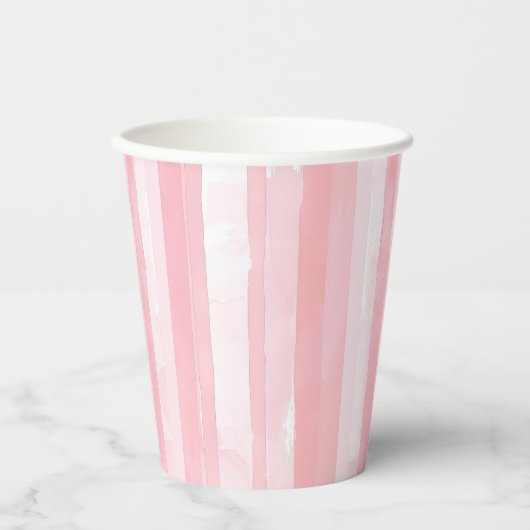 Waterverf roze strepen papieren bekers (Voorkant)