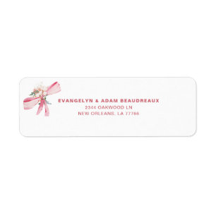 Waterverf Roze Strik Baby Shower Etiket