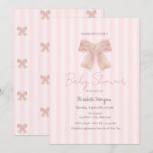 Waterverf Roze Strik Babyshower Kaart (Voorkant / Achterkant)