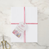 Waterverf Roze Strik Bloem Meisje baby shower Cadeaulabel (Met Touw)