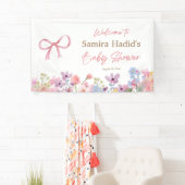 Waterverf roze strik bloem meisje baby shower spandoek (Insitu)