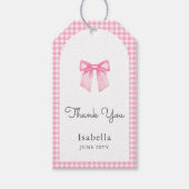 Waterverf Roze strik Dank u Baby shower Cadeaulabel (Voorkant)