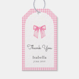 Waterverf Roze strik Dank u Baby shower Cadeaulabel