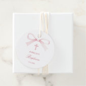 Waterverf Roze Strik Doop Bedankjes Labels (In situ)