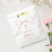 Waterverf Roze Strik Doop Bedankzakje (Gezegeld)