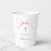 Waterverf Roze Strik Doop Papieren Bekers (Achterkant)