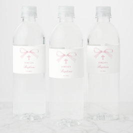 Waterverf Roze Strik Doop Waterfles Etiket